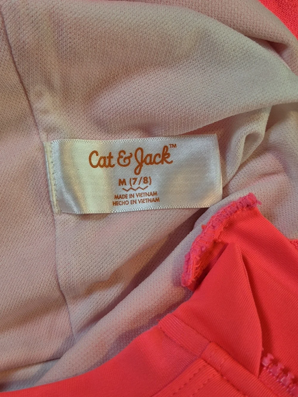 Cat & Jack Bright Coral Long-Sleeve Rainbow One-Piece Swimsuit